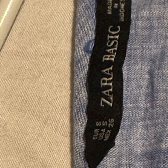 ZARA‎ Women Size Small Peasant style Blue Flowy %100 Cotton Tunic Boho Indie - Picture 4 of 7